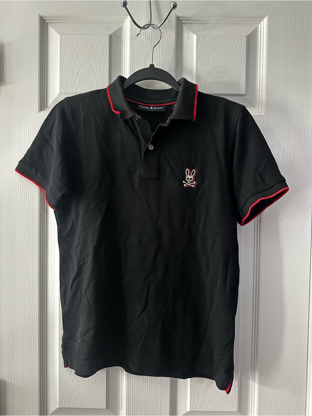 Psycho Bunny Black Polo Shirt with Pink Trim